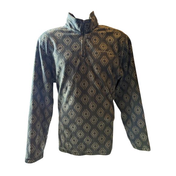 Eddie Bauer Men's Large Fleece Pullover Jacket Aztec Diamond Pattern Green - Picture 5 of 16